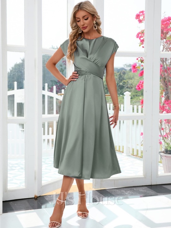 JJs House Dresses & Skirts - NWT JJs House women's Midi dress sz L Celadon Satin green (C)